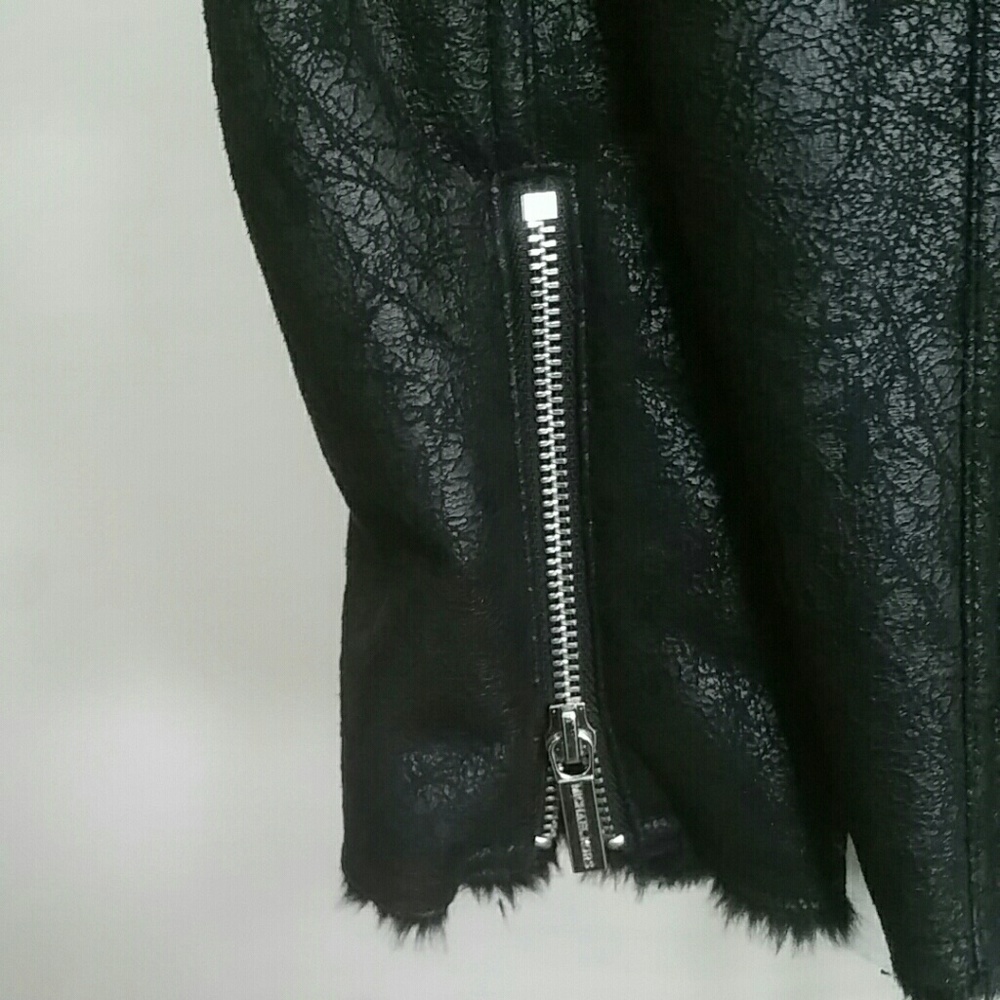 NWT Michael Kors Black Faux Fur Moto Jacket - Picture 8 of 8